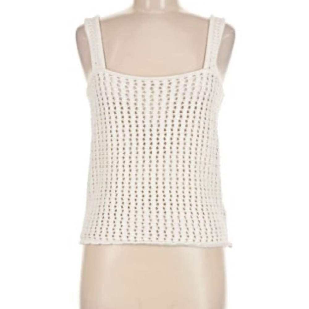 GAP Cream Crochet Square-Neck Tank Top